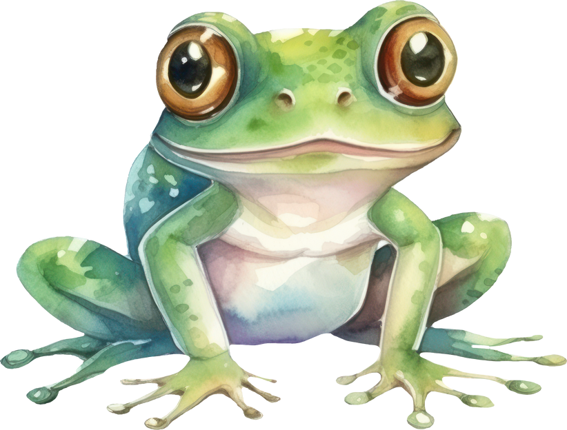 Cute Frog Watercolor Illustration